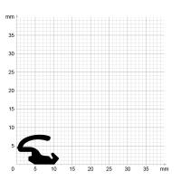 Maßstabgetreuer Profilquerschnitt der Lippendichtung LP154 auf Millimeterpapier.