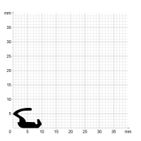 Maßstabgetreuer Profilquerschnitt der Lippendichtung LP305 auf Millimeterpapier.