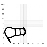 Maßstabgetreuer Profilquerschnitt der Stahlzargendichtung SZ115 auf Millimeterpapier.