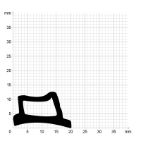 Maßstabgetreuer Profilquerschnitt der Stahlzargendichtung SZ116 auf Millimeterpapier.