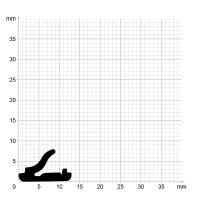 Maßstabgetreuer Profilquerschnitt der Lippendichtung LP156 auf Millimeterpapier.