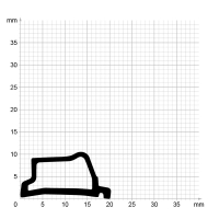 Maßstabgetreuer Profilquerschnitt der Stahlzargendichtung SZ117 auf Millimeterpapier.