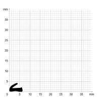 Maßstabgetreuer Profilquerschnitt der Lippendichtung LP157 auf Millimeterpapier.