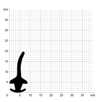 Maßstabgetreuer Profilquerschnitt der Lippendichtung LP162 auf Millimeterpapier.