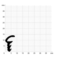 Maßstabgetreuer Profilquerschnitt der Lippendichtung LP164 auf Millimeterpapier.