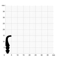 Maßstabgetreuer Profilquerschnitt der Lippendichtung LP175 auf Millimeterpapier.