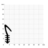 Maßstabgetreuer Profilquerschnitt der Lippendichtung LP177 auf Millimeterpapier.