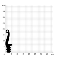 Maßstabgetreuer Profilquerschnitt der Lippendichtung LP179 auf Millimeterpapier.