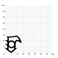 Maßstabgetreuer Profilquerschnitt der Stahlzargendichtung SZ126 auf Millimeterpapier.