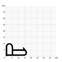 Maßstabgetreuer Profilquerschnitt der Stahlzargendichtung SZ127 auf Millimeterpapier.