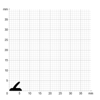 Maßstabgetreuer Profilquerschnitt der Lippendichtung LP306 auf Millimeterpapier.