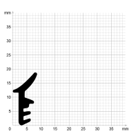 Maßstabgetreuer Profilquerschnitt der Lippendichtung LP185 auf Millimeterpapier.