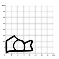 Maßstabgetreuer Profilquerschnitt der Stahlzargendichtung SZ132 auf Millimeterpapier.