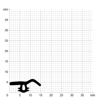 Maßstabgetreuer Profilquerschnitt der Lippendichtung LP197 auf Millimeterpapier.