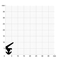 Maßstabgetreuer Profilquerschnitt der Lippendichtung LP204 auf Millimeterpapier.