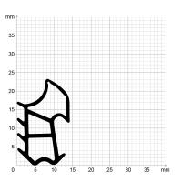 Maßstabgetreuer Profilquerschnitt der Stahlzargendichtung SZ136 auf Millimeterpapier.