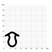 Maßstabgetreuer Profilquerschnitt der Stahlzargendichtung SZ139 auf Millimeterpapier.
