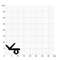 Maßstabgetreuer Profilquerschnitt der Lippendichtung LP210 auf Millimeterpapier.