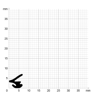 Maßstabgetreuer Profilquerschnitt der Lippendichtung LP211 auf Millimeterpapier.