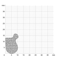 Maßstabgetreuer Profilquerschnitt der Moosgummidichtung MG022 auf Millimeterpapier.