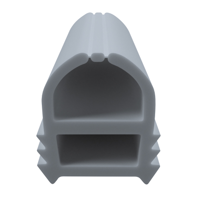 3D Modell der Stahlzargendichtung SZ145 in grau für senkrechte Nuten zum Tüblatt mit integriertem Ausreißsteg.