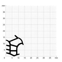 Maßstabgetreuer Profilquerschnitt der Stahlzargendichtung SZ150 auf Millimeterpapier.