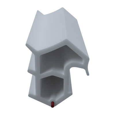 3D Modell der Stahlzargendichtung SZ151 in grau für senkrechte Nuten zum Tüblatt mit integriertem Antidehnungsfaden.