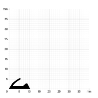 Maßstabgetreuer Profilquerschnitt der Lippendichtung LP223 auf Millimeterpapier.
