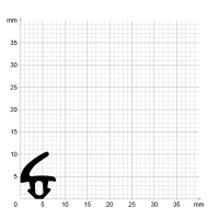 Maßstabgetreuer Profilquerschnitt der Lippendichtung LP224 auf Millimeterpapier.