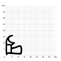 Maßstabgetreuer Profilquerschnitt der Stahlzargendichtung SZ155 auf Millimeterpapier.