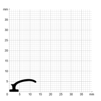 Maßstabgetreuer Profilquerschnitt der Lippendichtung LP229 auf Millimeterpapier.