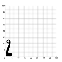 Maßstabgetreuer Profilquerschnitt der Lippendichtung LP237 auf Millimeterpapier.