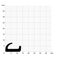 Maßstabgetreuer Profilquerschnitt der Lippendichtung LP243 auf Millimeterpapier.