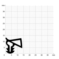 Maßstabgetreuer Profilquerschnitt der Stahlzargendichtung SZ161 auf Millimeterpapier.
