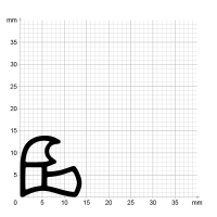 Maßstabgetreuer Profilquerschnitt der Stahlzargendichtung SZ167 auf Millimeterpapier.