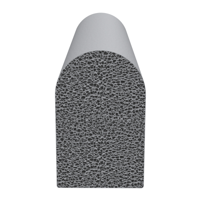 3D Modell der Moosgummidichtung MG026 in grau für Stahlzargen.