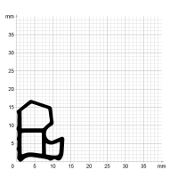 Maßstabgetreuer Profilquerschnitt der Stahlzargendichtung SZ172 auf Millimeterpapier.