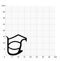 Maßstabgetreuer Profilquerschnitt der Stahlzargendichtung SZ173 auf Millimeterpapier.