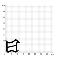 Maßstabgetreuer Profilquerschnitt der Stahlzargendichtung SZ174 auf Millimeterpapier.