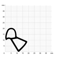 Maßstabgetreuer Profilquerschnitt der Stahlzargendichtung SZ176 auf Millimeterpapier.