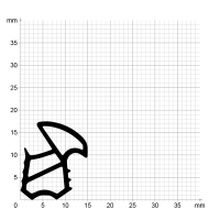 Maßstabgetreuer Profilquerschnitt der Stahlzargendichtung SZ179 auf Millimeterpapier.