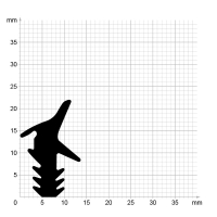 Maßstabgetreuer Profilquerschnitt der Lippendichtung LP270 auf Millimeterpapier.