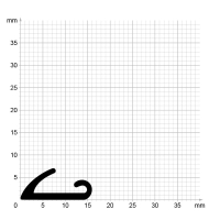 Maßstabgetreuer Profilquerschnitt der Lippendichtung LP274 auf Millimeterpapier.