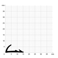 Maßstabgetreuer Profilquerschnitt der Lippendichtung LP280 auf Millimeterpapier.