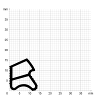 Maßstabgetreuer Profilquerschnitt der Stahlzargendichtung SZ194 auf Millimeterpapier.