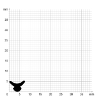 Maßstabgetreuer Profilquerschnitt der Lippendichtung LP285 auf Millimeterpapier.