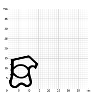 Maßstabgetreuer Profilquerschnitt der Stahlzargendichtung SZ195 auf Millimeterpapier.