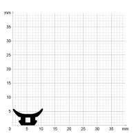 Maßstabgetreuer Profilquerschnitt der Lippendichtung LP286 auf Millimeterpapier.