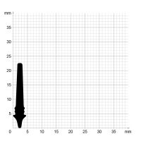 Maßstabgetreuer Profilquerschnitt der Lippendichtung LP287 auf Millimeterpapier.