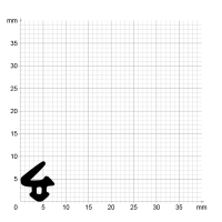 Maßstabgetreuer Profilquerschnitt der Lippendichtung LP288 auf Millimeterpapier.